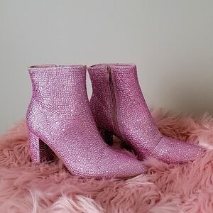 Pink Rhinestone Boots